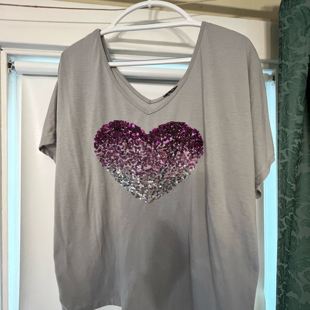 Sequined Bling Heart TShirt